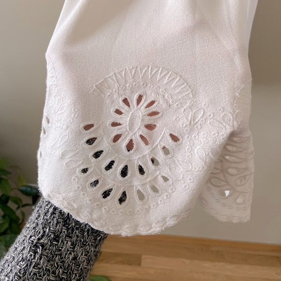 Anthropologie Staring at Stars White Eyelet Fit and Flare Boho White Dress Size - Picture 6 of 10